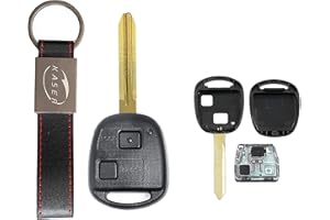 KASER Chiave Telecomando Elettronica 2 Tasti Compatibile per Toyota Yaris Corolla Aygo Rav4 (433mhz 4D67chip Lama TOY43) Scheda Transponder con Portachiavi