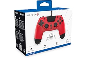 KOCH MEDIA Gioteck Vx-4 Wired Controller (Sony PS4) - Rosso Controller Play 4, Controller Gamepad Joystick Per PlayStation 4 Controller di Gioco con filo Joypad del Dualshock Per PS4 Slim/Pro - PlayStation 4