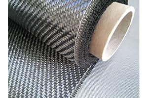 HOGGY Tessuto in fibra di carbonio 20 x 100 cm. Motivo 2 x 2. Materiale puro fibra di carbonio 3 K da 200 grm2 Imballaggio arrotolato pulito e senza piegature