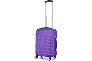 CMY Hard Shell Cabin Carry On Suitcase 55 cm 2.5 kg 35 litres 4 Wheels with Built in 3 Digit Combination Lock, Approved for Ryanair, easyJet, British Airways & More (Purple)