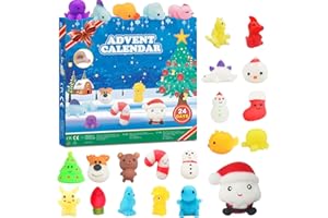 SEEYKEY Advent Calendar 2024 Kids, Mochi Squishy Toys Christmas 24 Day Countdown Calendar Every Day a Different Surprise, Reusable, Cute, Christmas-24 Pack, Gifts for Boys Girls