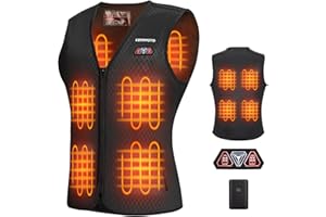 KEMIMOTO Ogrzewana kamizelka dla kobiet, ogrzewana kamizelka z 8 strefami grzewczymi, 3 regulowane poziomy ogrzewania, elektryczna kamizelka heziowa na zimę z USB, do motocykla, na zewnątrz, na
