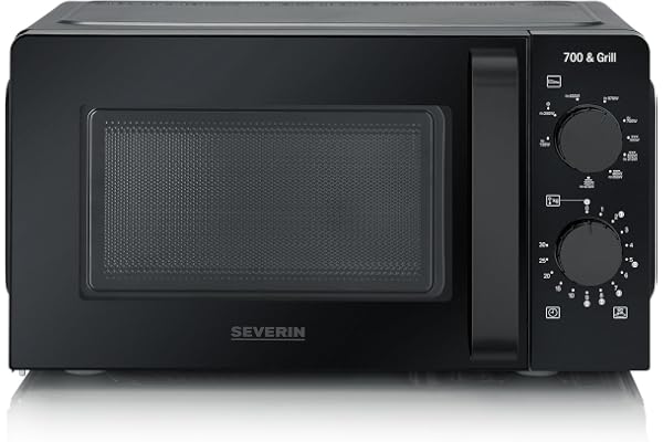 SEVERIN Four Micro-ondes, Gril 900W, 19 L, 9 niveaux de puissance, Minuteur 30 min, Plateau tournant amovible (Ø24,5cm), Noir, MW 9182