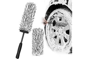 AdrreyuFny Spazzola Cerchi Auto, Microfibra Spazzola Ruote per Pulizia Profonda per Tutti i Tipi di Cerchioni Senza Graffi - Nero (1 x Copertura per Spazzola)