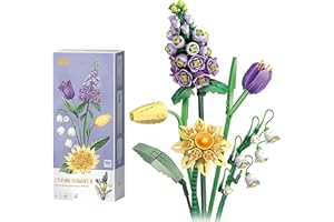 KIEYEENO Blumenstrauß Bausteine, 534PCS Botanische Sammlung, Künstliche Blumen, Kreative Dekorative Wohnaccessoires, Kreatives DIY Botanik Kollektion Deko Geschenk für Erwachsene