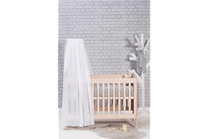 ‎JOLLEIN Jollein - Betthimmel Vintage White 155cm - Rosa Baldachin für Babys & Kinder - Himmel für Babybetten - Bett Schleier weiß - Schlafzimmerdekoration - Moskitonetz