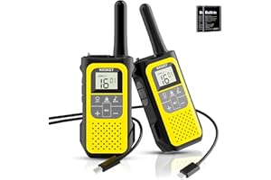 Walkie Talkies for Kids Adults Rechargeable, NXGKET Long Range Walkie Talkie 16 Channels 2 Way Radios with 1200mAh Li-ion Battery, USB-C Cable, VOX for Boys Girls Outdoor Camping Hiking 2 Pack, Yellow