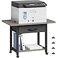 YAOHUOO 22"x15" Large Printer Stand with Storage Drawer, 2-Tier Under Desk Printer Table for Home Office, Printer Cart fit Fax Machine/3D Printer/Scanner(Gray)