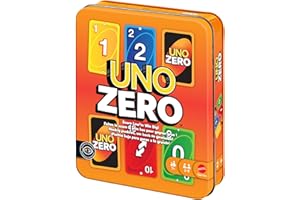 Mattel Games UNO Zero Card Game in Storage & Travel Tin for Kid, Adult & Family Nights & Parties, Includes Deck & Scorecard, 2 to 8 Players Ages 7+ Years, JLK16