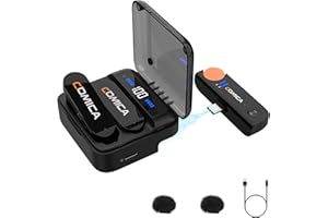 comica Vimo S UC Microphone sans Fil pour Smartphone, Microphone Cravate sans Fil avec suppression du Bruit, autonomie de 5 Heures, portée de 656', Wireless Micro pour Vlog/Live Stream/Youtube(USB-C)