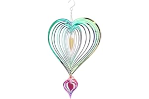 Seahelms Windspiele für Draußen, Herz Deko Hängend Windspiele für Garten, Gartendeko Metall Herz Windspiele, Windspiel Spirale Herz Gartendekoration Geschenk(Multi-2H)