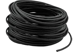 JEUIHAU 25m Corrugated Wire Tube, OD 7mm x ID 4.5mm Dia Wire Loom Split Tubing Hose Cable Wire Protector Polyethylene Flexible Cover Conduit Pipe, Black