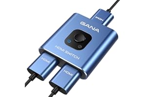 GANA Commutateur HDMI bidirectionnel 4K @ 60 Hz, en Aluminium 2 en 1 Sortie, hub HDMI Manuel Compatible avec Xbox PS5/4/3 Lecteur Blu-Ray Fire Stick Roku, Noir (Prend en Charge 1 écran à la Fois)