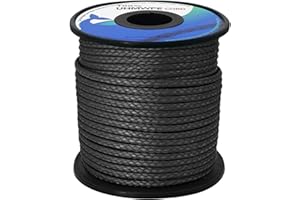 emma kites Schwarze 1,6 mm UHMWPE geflochtene Schnur Spleißbar Utility Cord DIY Leine Zelt Tarp Abspannleine Hängematte Ridgeline Whoopie Sling Bear Bagging für Camping Backpacking Survival Bootfahren