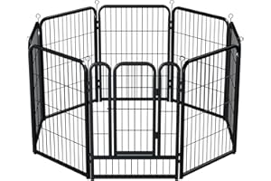 NEVILAND Large Dog Pen Indoor/Outdoor, 8 Panel Dog Puppy Play Pen, Heavy Duty Portable Pet Exercise Fence with Gate 80cm High (Black)