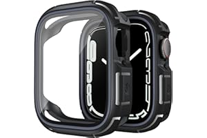 TAURI Etui Defender 2 w 1 zaprojektowany dla Apple Watch serii 7 41 mm – [ochrona klasy wojskowej] pełne pokrycie, odporne na wstrząsy, miękkie etui ochronne HD - Apple Watch 41 mm ochraniacz ekranu - niebieski