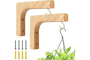 GENERIC 2 Pièces Suspension Mural Crochet Plante, 15x13cm Crochets Décoratifs en Bois avec Vis, Supports de Panier Suspendu pour Jardin Balcon Lanterne Mangeoires Pot de Fleur Déco, Capacité de Charge 20kg