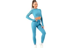 K-MART Tracksuit Womens Full Set, 2pcs Gym Set for Women, Zip-Up Workout Gym Top Legging Set, Crop Top, Long Sleeve, Gym Sets for Women 2 Piece for Yoga and Sports Activities