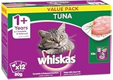 Whiskas Wet Cat Food Tuna, Made with Real Fish, for Adult Cats 1+ Years, Flavor Lock Pouch Made for Sealing Freshness, High Q