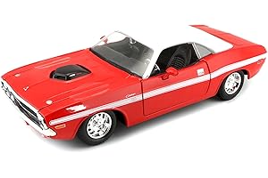 BAUER SPIELWAREN Maisto 31263 - Modellino Auto Dodge Challenger R/T Coupe' 1970 Rosso/Bianco Scala 1:24