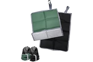 AIMEKE® 2 Pezzi Tappetino Pieghevole, Cuscino Stadio Gomma Piuma con 2 Borsa Portaoggetti, per Picnic, Escursioni, Campeggio (Nero e Verde)