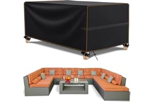 MUPAS Pokrowiec na meble ogrodowe, odporny na warunki zimowe, wodoszczelny, tkanina Oxford 420D, pokrowiec ochronny na meble ogrodowe na stoły ogrodowe, meble tarasowe, prostokątne, w zestawie z torbą