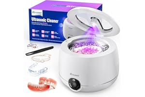 Gisaae Ultrasonic U-V Cleaner for Dentures, 45kHz Ultrasonic Retainer Cleaner Machine, 200ML Ultrasonic Cleaner for All Dental Care Tools, Jewelry, Retainer, Aligner, Mouthguard, Invisalign