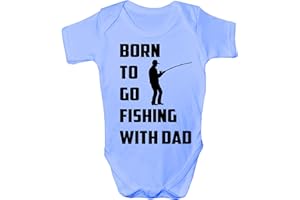 Print4U Born To Go Fishing With Dad Babygrow~Babies Gift Boy/Girl Vest Babies 0-3 blue