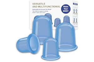 ELERA Silicone Cupping Therapy Set, 4 PCS Vacuum Air Suction Cups Cellulite Massage Kit for Body Face Health Beauty Home Care, Relief Muscle Tension Pain - Blue