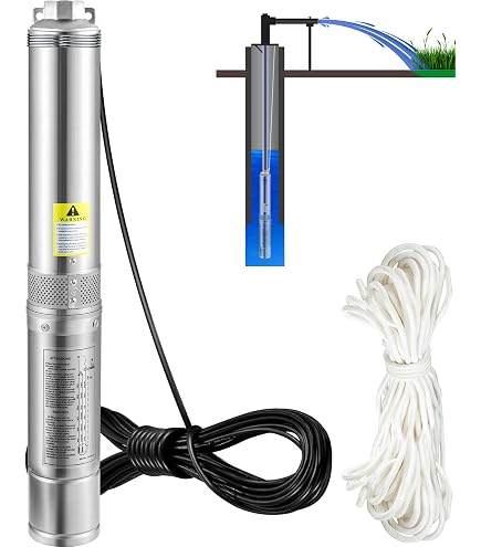 MINRS Tiefbrunnenpumpe 240V, 250W – Edelstahl, 1600 L/h, Förderhöhe 80 M