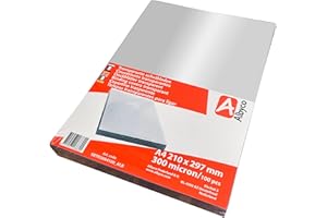Albyco Cubiertas Transparentes Brillantes, Portadas para Encuadernar de PVC grosor 0,30 mm/300 micras, Tamaño A4 (210 x 297 mm), Hojas plastico PVC