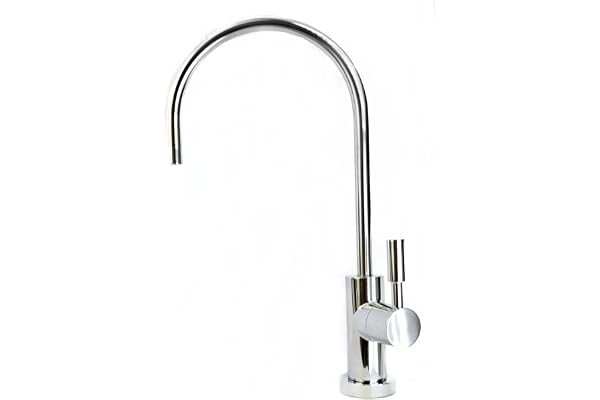 Robinet chromé luxueux avec bec col de cygne haut, style européen moderne Compatible avec tous les systèmes de filtres à eau et les systèmes à osmose inverse