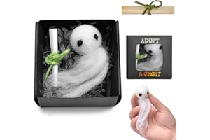 Xinrongda Adopt A Ghost Boo Basket - Little Pocket Ghost with Tiny Scroll, Weird/Horror & Gothic Gifts for Women, Halloween Decorations