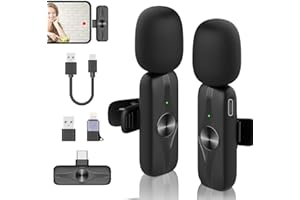 GEYUEYA HOME 2pcs Lavalier Mikrofon Kabellos für iPhone/iPad/Android/Laptop, Plug-Play Lavalier Microphone Wireless Ansteckmikrofon, Rauschunterdrückung/Stummschaltung, für Live,Videoaufzeichnung,YouTube,Vlog