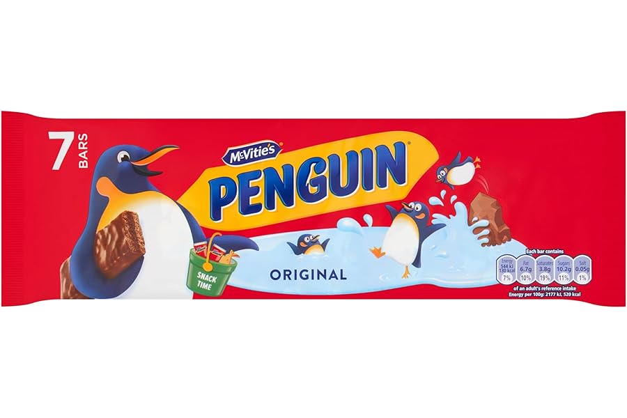 McVitie's Milk Chocolate Flavoured Penguin Biscuit Bars, 7 Biscuits (Pack of 1)