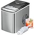 Silonn Ice Makers Countertop, 9 Cubes Ready in 6 Mins, 12KG in 24Hrs, Self-Cleaning Ice Machine with Ice Scoop and Basket, 2 Sizes of Bullet Ice for Home Kitchen Office Bar Party