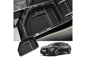 BIXUAN EV6 2024 compatible avec Kia EV6 2021-2023 2024 Boîte de Rangement pour Accoudoir avec Tapis Antidérapant Accoudoir Central Boîte à Gants pour Console Centrale(Gouvernail Latéral Gauche)