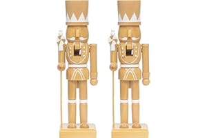 KI Store Set of 2 25 cm Weihnachten Nussknacker kerzenständer Holz Nussknacker Figur Weihnachtsdekoration (Wood)