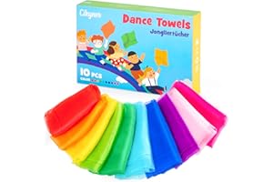 Cikyner Jongliertücher, 10 Stück Bunte Chiffontücher 60x60cm Tanztücher Chiffontücher für Tanzen Kindergarten Tücher Gymnastiktücher für Indoor & Garten Tanzen, Jonglieren, Sensorisches für Kinder