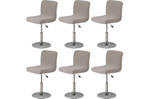 MeYuxg Bar Stool Covers,6 Pack Stretch Bar Stool Chair Cover Slipcovers, Washable Knitted Jacquard Counter Stool Bar Chair Covers for Kitchen Bar Dining Room (Khaki)