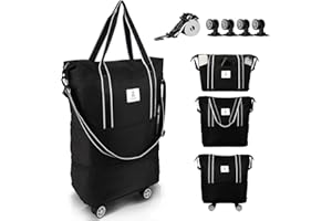 Arxus Reisetasche Erweiterbar mit Rollen, Faltbare Handgepäck Tasche Großer Reisetaschen für Damen und Herren zum Reisen Sport Camping Weekender Übernachtung 25L-55L