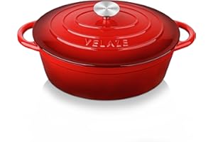 Velaze Casseruola in ghisa a induzione, 30 cm Casseruola in ghisa smaltata con coperchio, braciere buon sigillamento, pentola per zuppa in ghisa, rivestimento antiaderente, diametro di 30 cm, 5 l