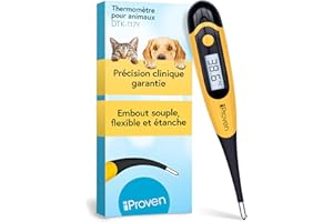 IPROVÈN Thermomètre chien et chat iProven – Thermometre pour animaux avec embout flexible et confortable, thermomètre pour chien vétérinaire, détection précise de la fièvre, résultats rapides en 20s, DTK-117Y