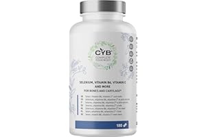 CYB COMPLETE YOUR BODY CYB | Glucosamine et Chondroïtine - Vitamine C - Vitamine E - Suppléments pour le Soin des Articulations - 180 Comprimés - Supplément Quotidien pour 6 Mois - sans Gluten - sans Sucre - sans lactose