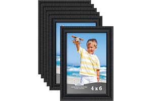 Icona Bay 6x4 inch Picture Frames (Black, 6 Pack) Beautifully Detailed Moulding, Contemporary Picture Frame Set, Wall Mount or Table Top, Inspirations Collection