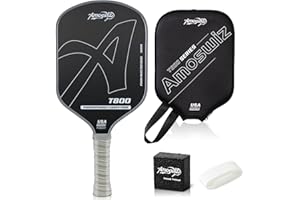 Amoswiz Carbon Fiber Pickleball Paddle, 16MM T800 Thermoformed Pickle Ball Paddles for Spin, Power & Control Pickleball Racket with Cover & Eraser, Gift for Professional & Intermediates
