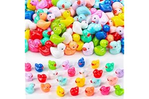 WIURGOHA 150PCS 11 Colors Mini Tiny Resin Ducks Little Miniature Plastic Small Ducks Bulk Figures for Dollhouse Decor Accessories Garden Micro Landscape Aquarium Potted Tiny Homes Toys1