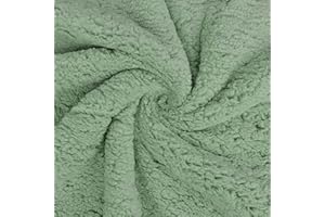 TISSUS ET NAPPES WESTEEL Tissu Fausse Fourrure Sherpa Teddy Oeko-Tex® - au Mètre - Largeur 160cm 230g/m² (Vert Sauge)