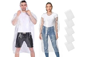 GUKOY Regnponcho, 5 st vattentäta ponchos, nödregnrock för män och kvinnor med dragsko, transparent lätt poncho för camping