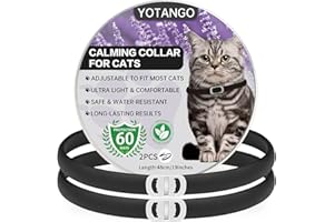 YOTANGO Collier Apaisant pour Chats, Collier Calmante pour Chat Imperméable, Naturel Collier Anti-Anxiété Chat Réglable de 60 Jours, Collier Calmant aux Phéromones pour Chats Chatons Grandsen Noir 2 Pcs